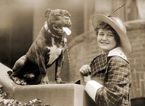 Young Girl and Her Bull Terrier c.1915